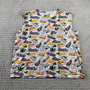 Marvel Comics Shirt Tank Men Large L Gray Sleeveless All Over Print Hulk Thor